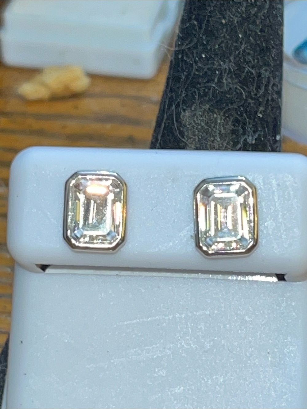 Sterling silver emerald cut Mossanite earrings